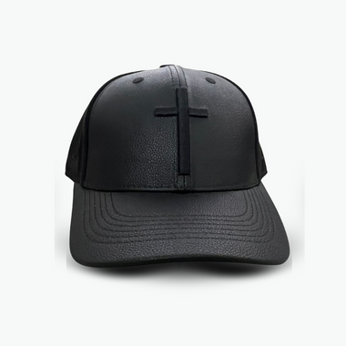 Cap - Cross Black Leather / Gorra - Cruz - Cuero Negra