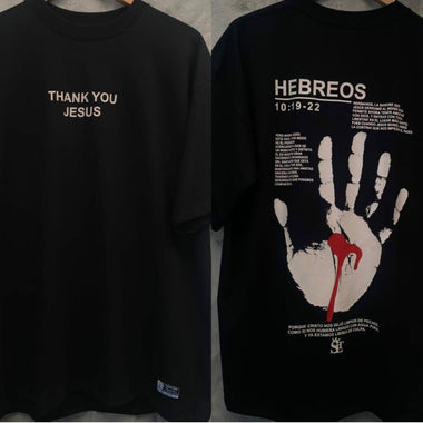 Black unisex semi oversized shirt - Thank you Jesus