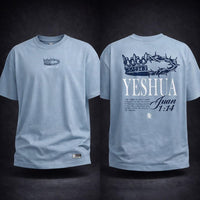 Premium Oversized Shirt Light Blue - Yeshua - John 1:14 / Camisa Premium Oversized Azul Claro - Juan 1:14