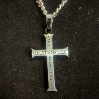 Collar Cruz Gálatas 2:20 - Plata