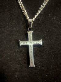 Galatians 2:20 Cross Necklace - Silver