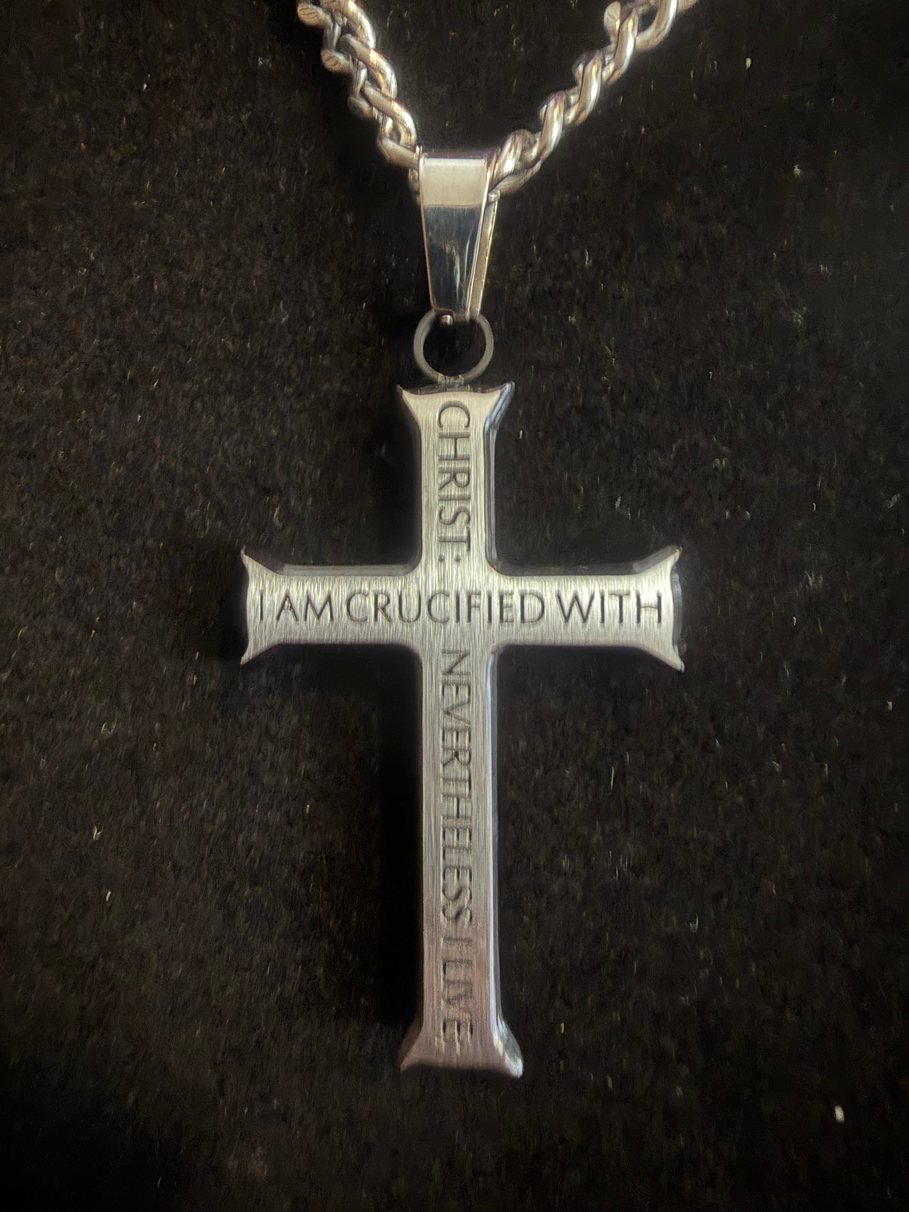 Galatians 2:20 Cross Necklace - Silver