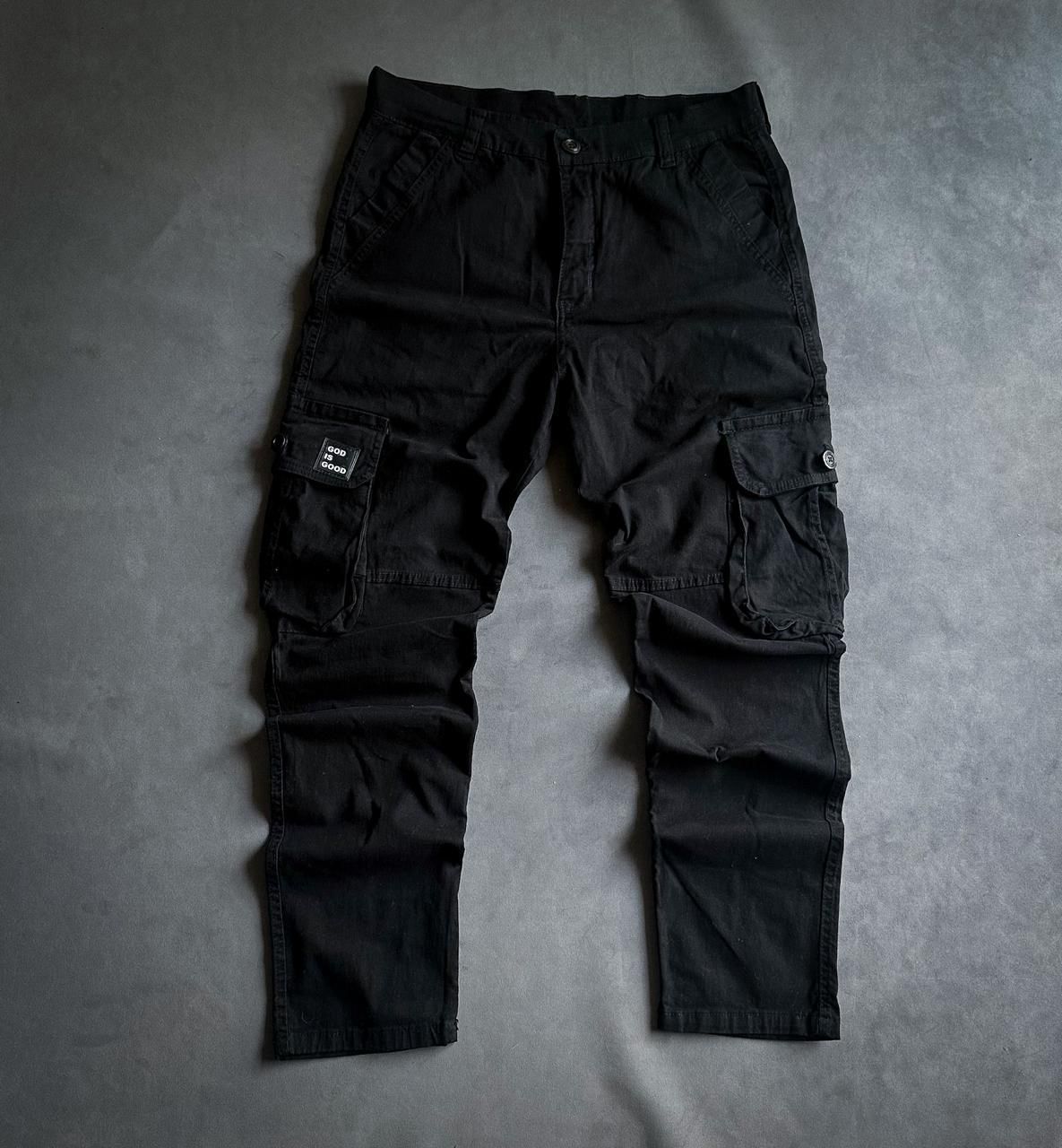 Unisex Cargo Pants Black - God is Good / LAST 2 UNITS