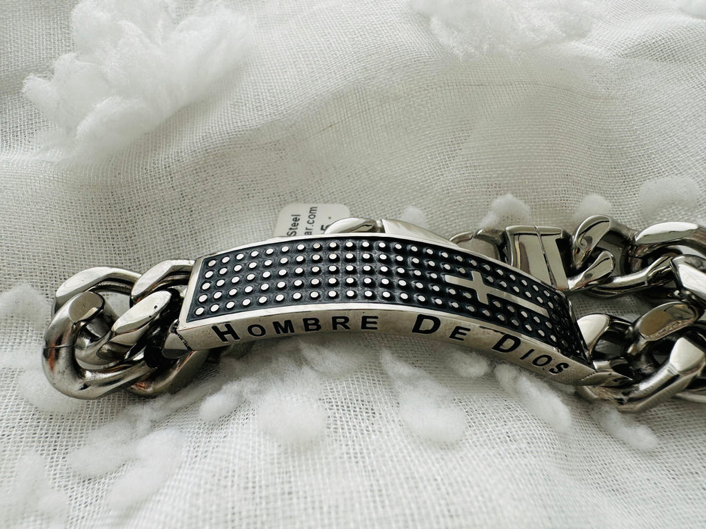 Man of God Bracelet - Stainless Steel / Pulsera Hombre de Dios
