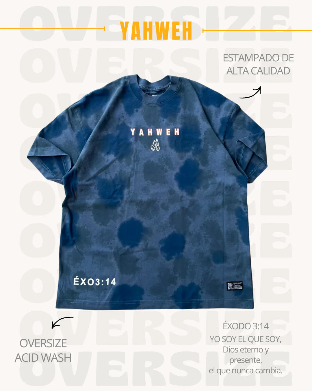 Premium Regular Fit Acid Wash Shirt - Yahweh Blue - Exodus 3:14 / Premium Regular Fit Acid Wash Shirt - Yahweh Blue - Exodus 3:14