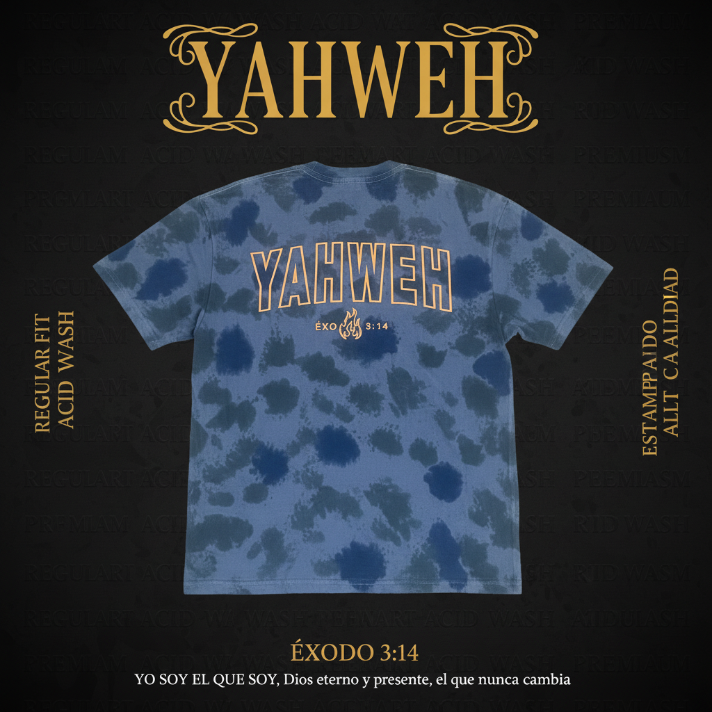 Premium Regular Fit Acid Wash Shirt - Yahweh Navy Blue - Exodus 3:14 / Premium Regular Fit Acid Wash Shirt - Yahweh Navy Blue - Exodus 3:14