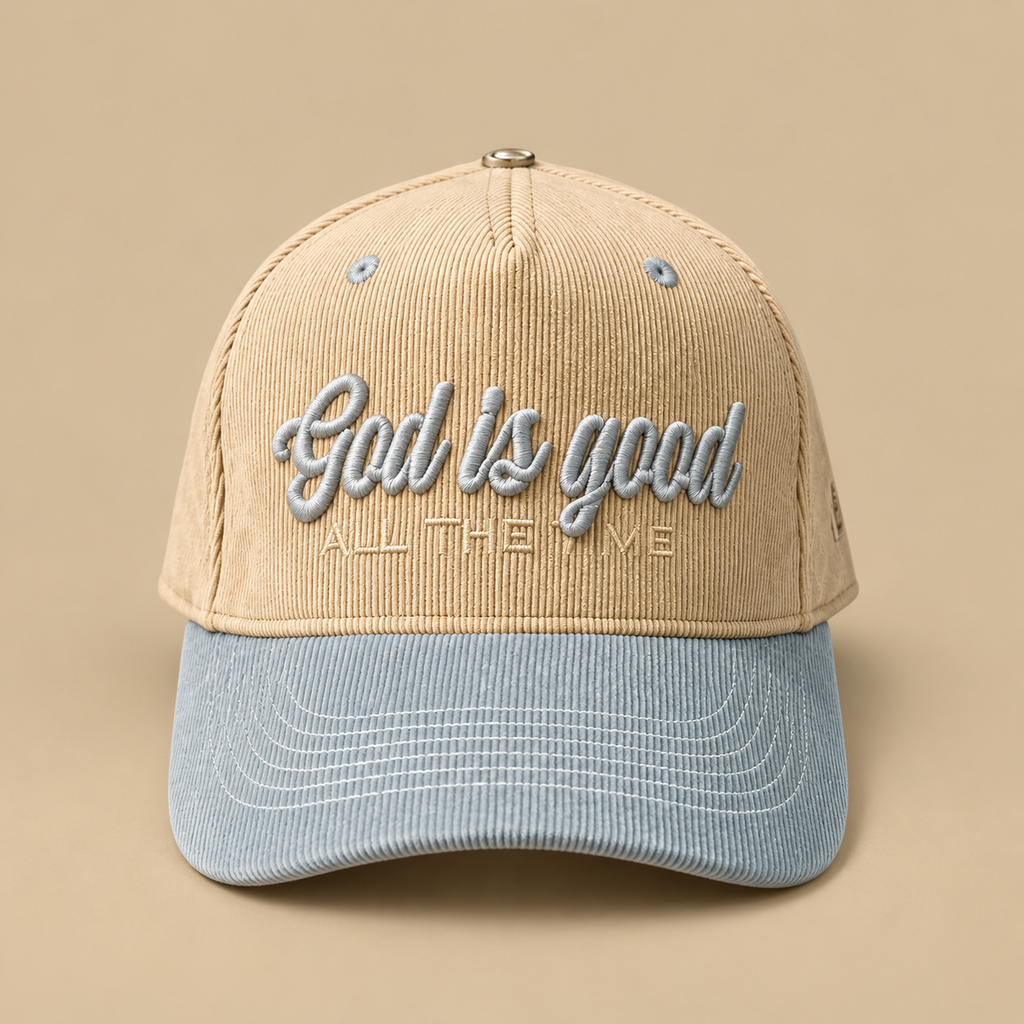 After the Fire DROP — God Is Good Special Edition Cap Cream/Light Blue