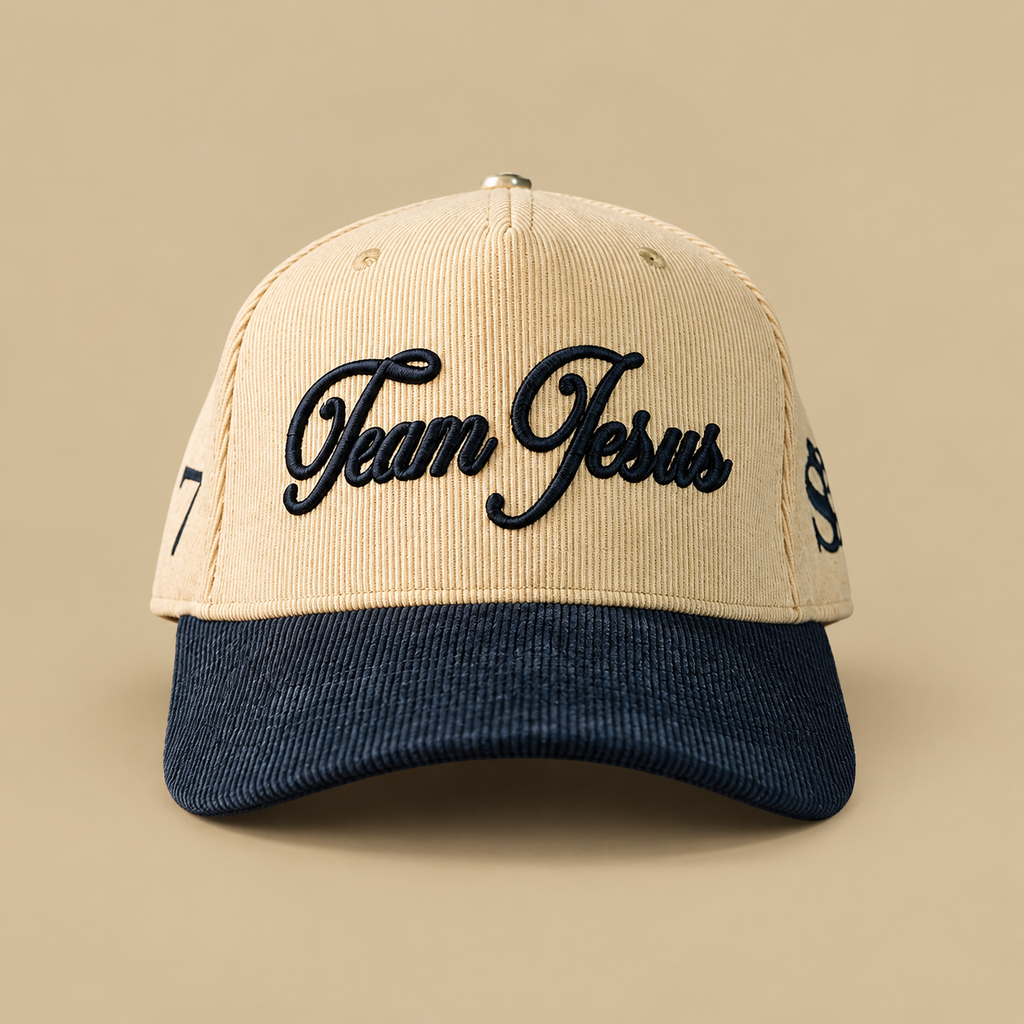 After the Fire DROP — Team Jesus Edición Especial Cap Cream/Navy